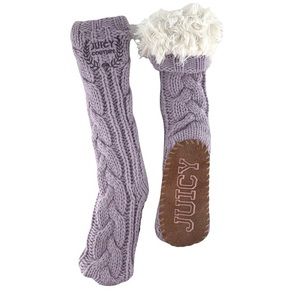 Juicy Couture Fuzzy Indoor Sock Slippers Boots One Size O/S Lavender Purple